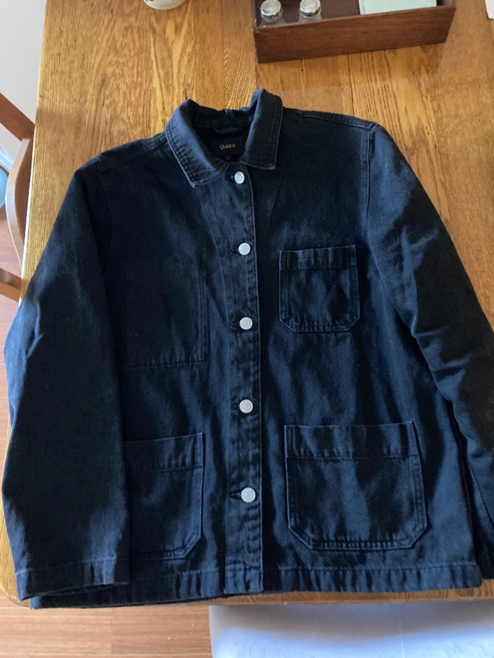 Quince women's black denim overshirt size L